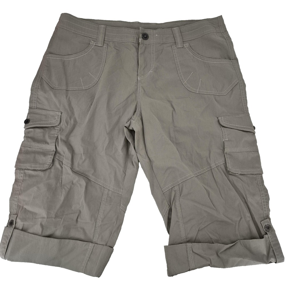 Kuhl Pants Womens 14/16 Short Khaki Roll Up Cargo Hiking Outdoor Stretch Capri‎